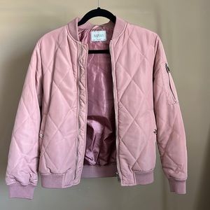 Pink Quilted Bomber Jacket